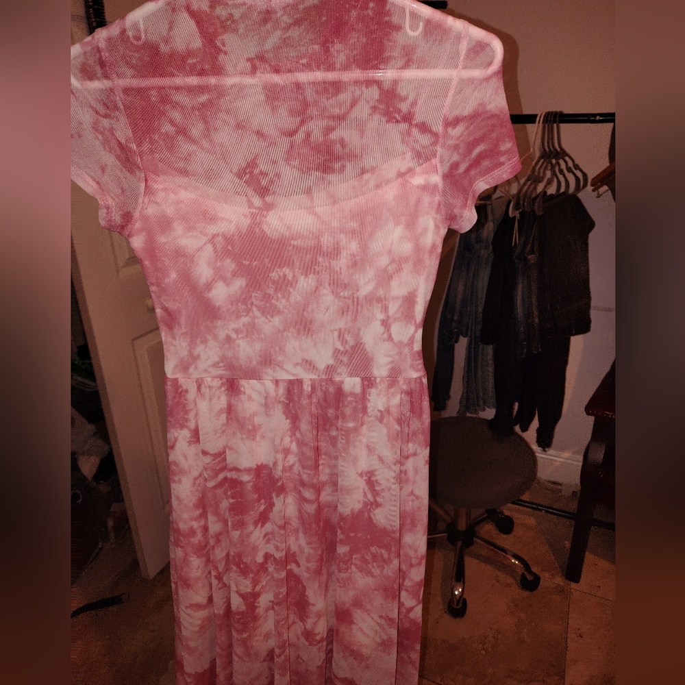 Pink Tie-Dye Short Sleeve Dress Maxi Small Full Length New 🆕 - Picture 5 of 11